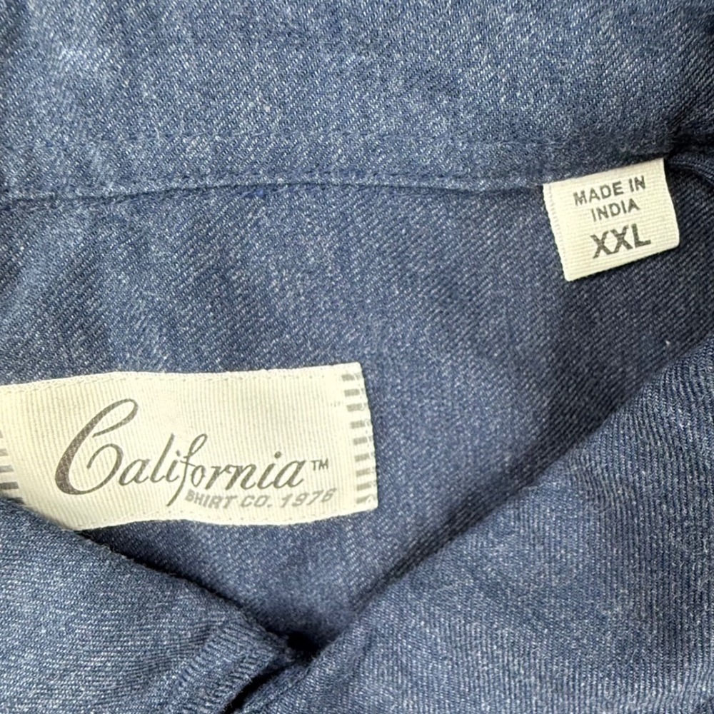 California Shirt Co Mens XXL Navy Blue‎ Cotton Button Down Shirt stitch fix nwt - Picture 3 of 9